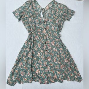 Nordstrom Band of Gypsies Sage Green Floral Women's Boho Sundress Dress Large